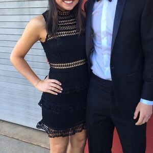 Lace cutout dress altered to fit more like small